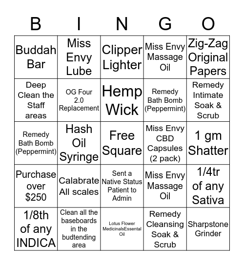 Bingo - Bliss - 26th September 2017 Bingo Card