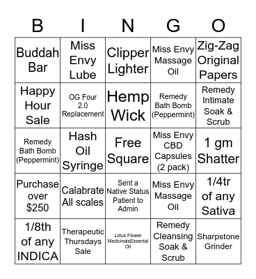Bingo - Bliss - 28th September 2017 Bingo Card