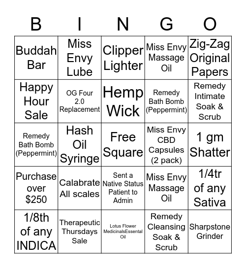 Bingo - Bliss - 28th September 2017 Bingo Card