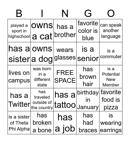 FIND SOMEONE WHO... Bingo Card