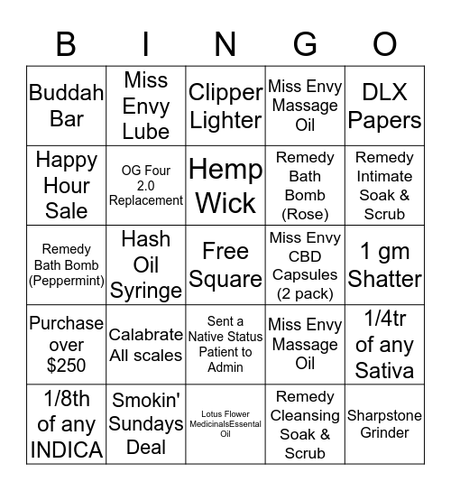 Bingo - Bliss - 1st November 2017 Bingo Card