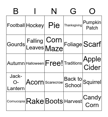 Fall Bingo Card