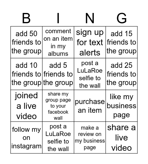 Connect Four Bingo Card