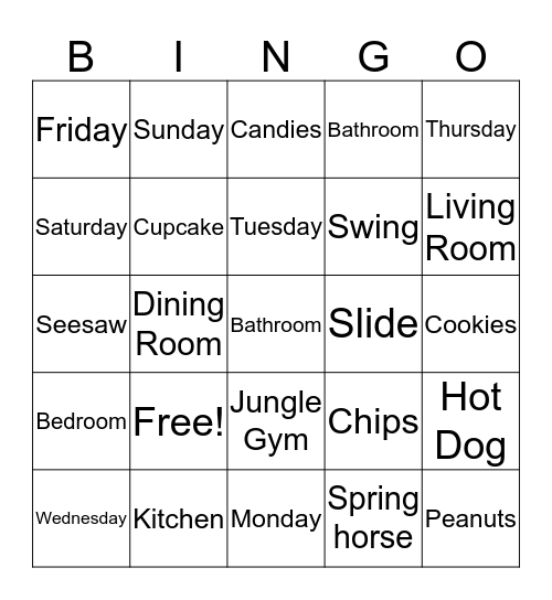 Level 1 Bingo Card