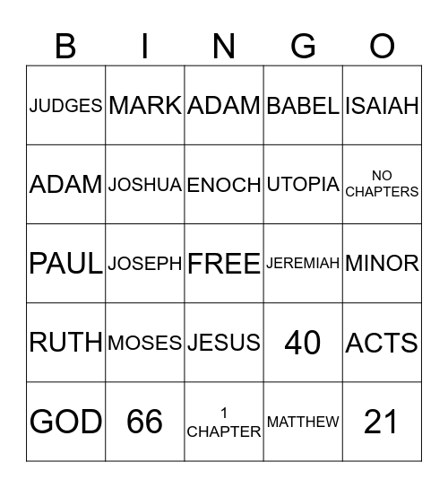 BIBLE Bingo Card