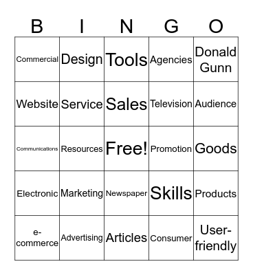 Multimedia Design Bingo Card