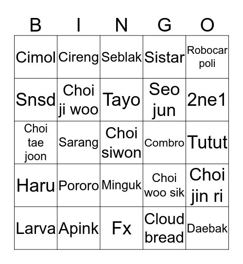 CHA Bingo Card