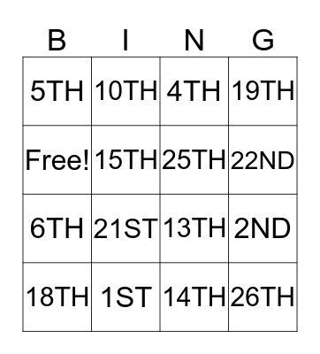 AMENDMENT BINGO Card