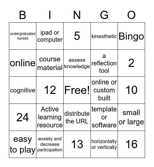 Learning resource BINGO Card