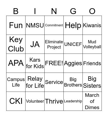 Circle K International Bingo Card