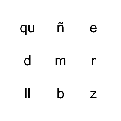 Loteria de los sonidos iniciales Bingo Card