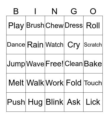 Regular Past Tense - ed Bingo Card