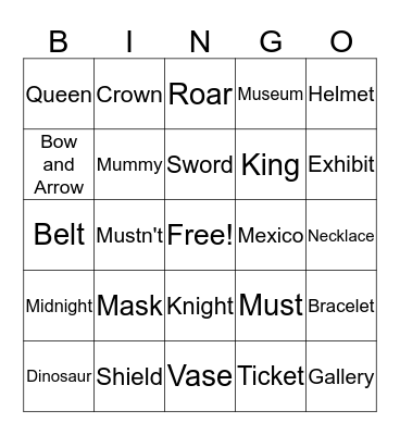 The Museum Bingo Card