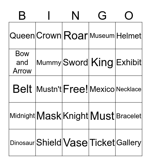 The Museum Bingo Card