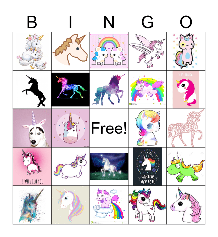 unicorn bingo card