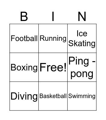 Sports Bingo Card