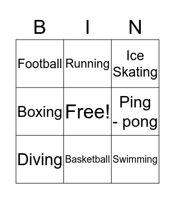 Sports Bingo Card