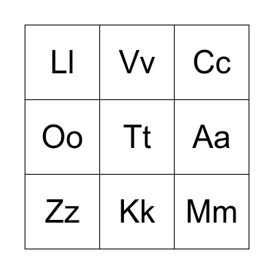 Alphabet Bingo Card