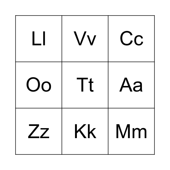 Alphabet Bingo Card