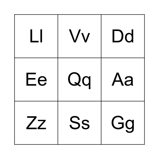 Alphabet Bingo Card