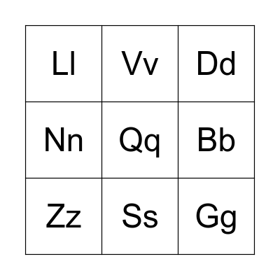Alphabet Bingo Card