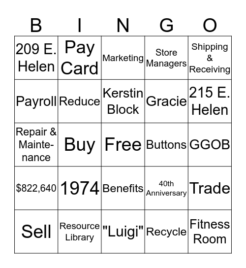 Buffalo Bingo! Bingo Card
