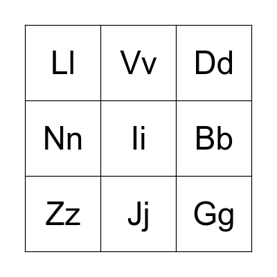 Alphabet Bingo Card