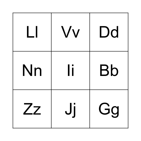 Alphabet Bingo Card
