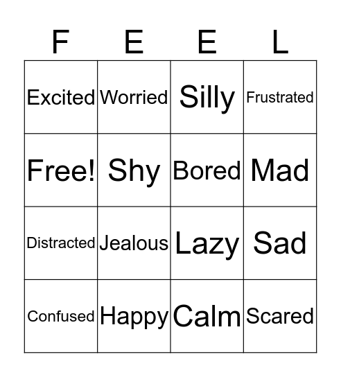 Feelings Bingo Card