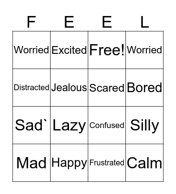 Feelings Bingo Card