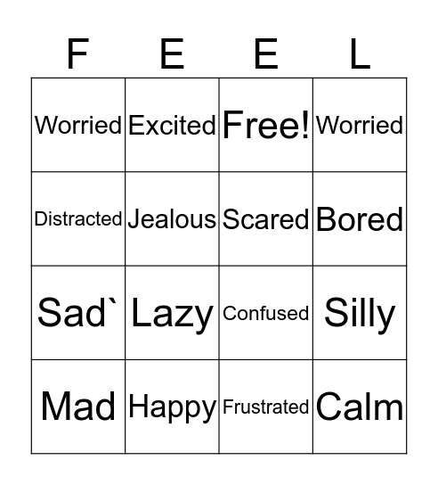 Feelings Bingo Card