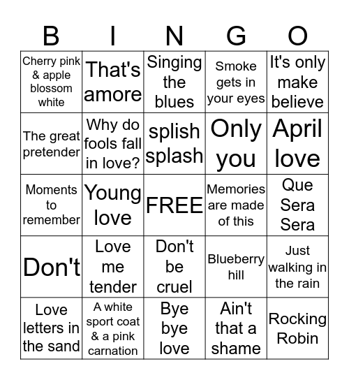 songs of the fifties Bingo Card
