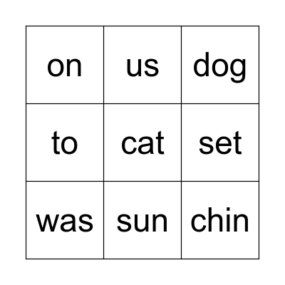 Word Bingo Card