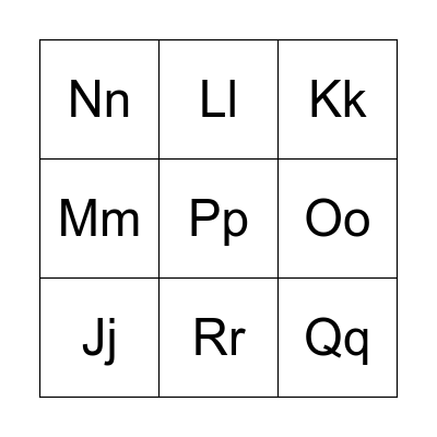 Alphabet Bingo Card