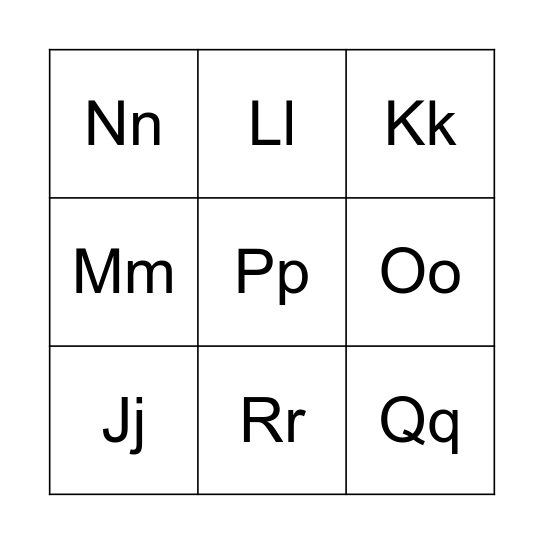 Alphabet Bingo Card