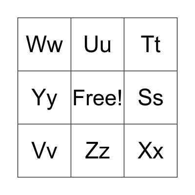 Alphabet Bingo Card