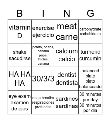 review Bingo Card
