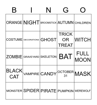 Halloween Bingo Card