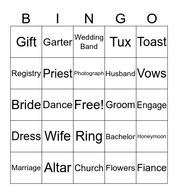 Tailgate Shower Bingo Card