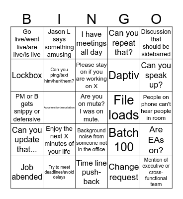 How To Survive a Meeting Bingo Card