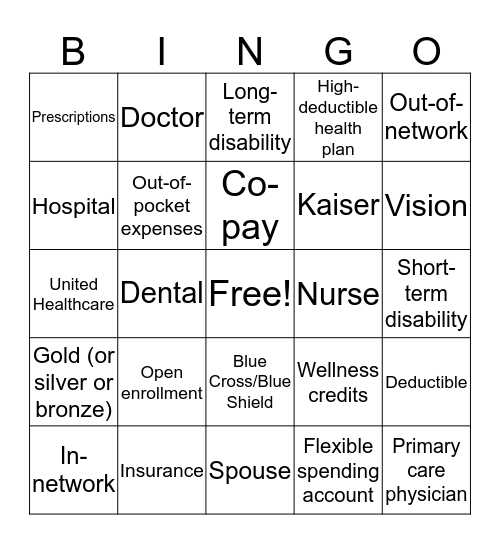 Benefits BINGO! Bingo Card