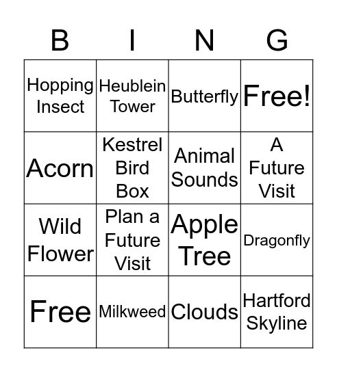Auerfarm State Park Scenic Reserve Bingo Card