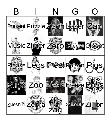 Z Harry Potter Bingo Card