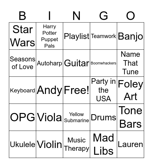 Jeopardy Bingo Card