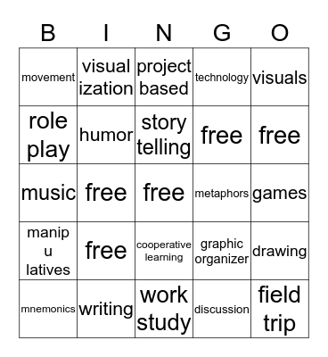 INSTRUCTIONAL STRATEGIES Bingo Card