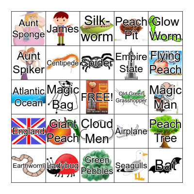 James and The Giant Peach Bingo Card