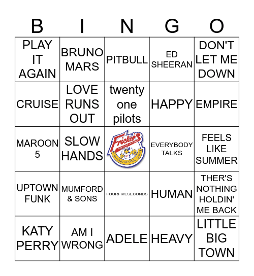 FRICKER'S MUSIC Bingo Card