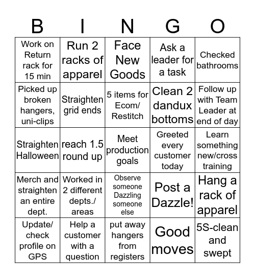 Goodwill BINGO Card