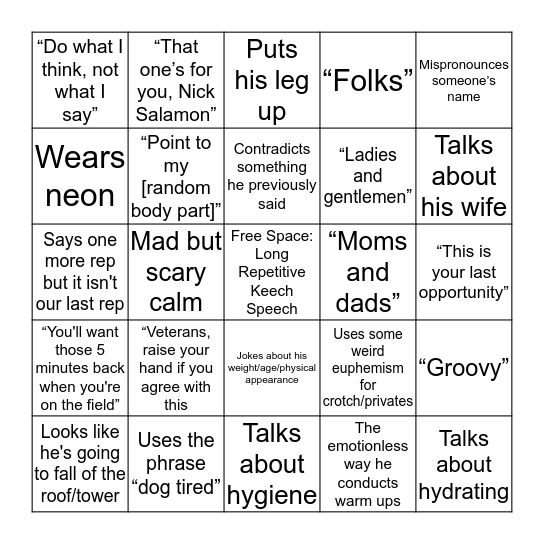 Daddy Darrell Bingo Card