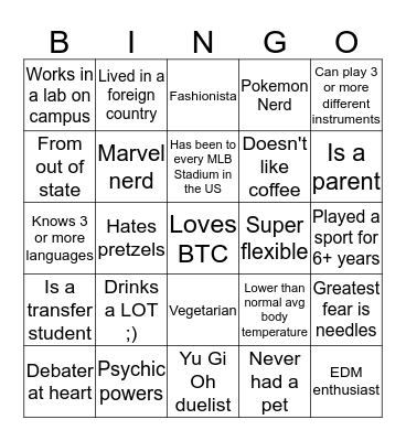 BTC Bingo! Bingo Card
